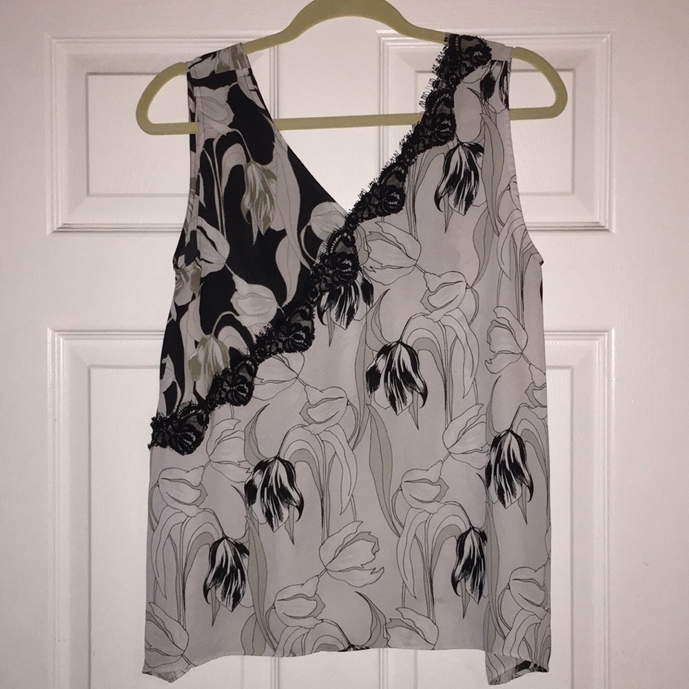 BCBG poly top with lace detail